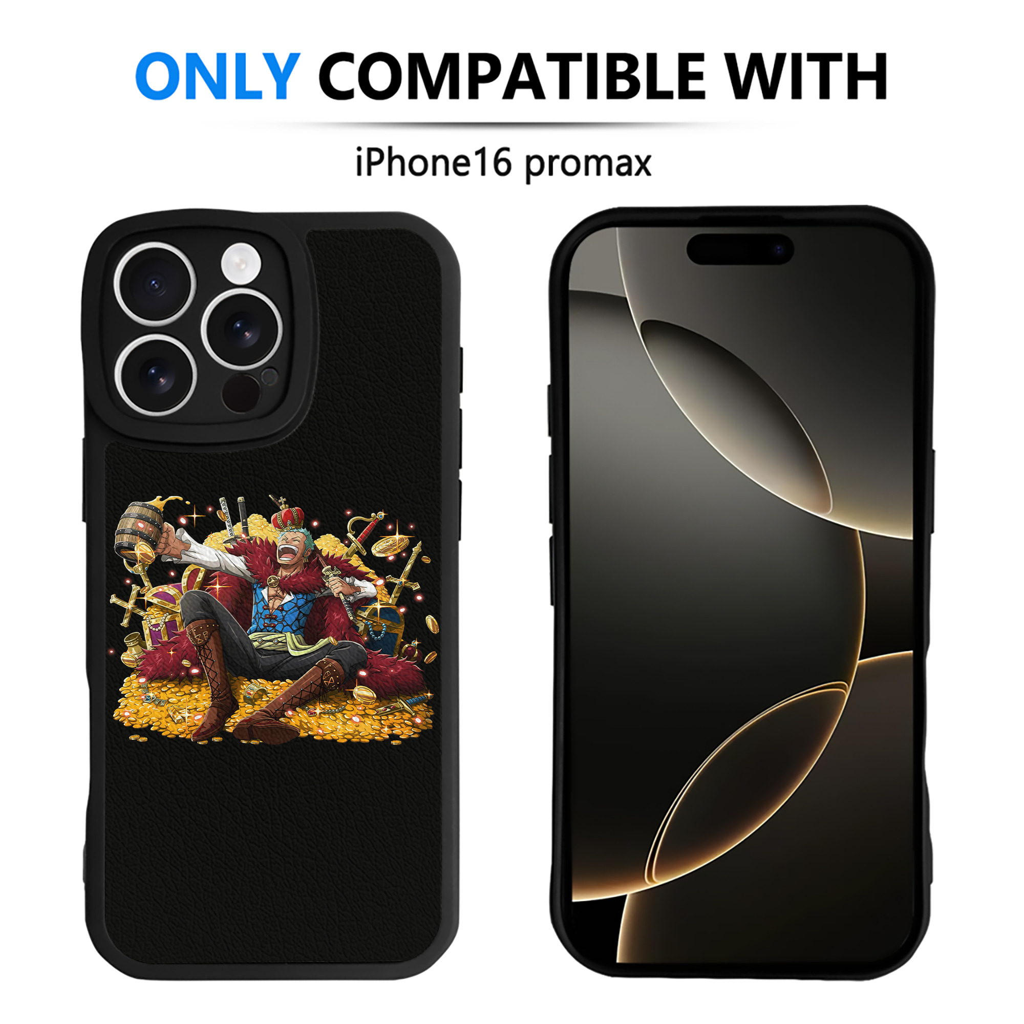 （画像用） ワンピース ロロノア・ゾロ ONE PIECE Roronoa Zoro 【iPhone 16シリーズ対応】シリコンスマホケース（レザー調） 材質：シリコン